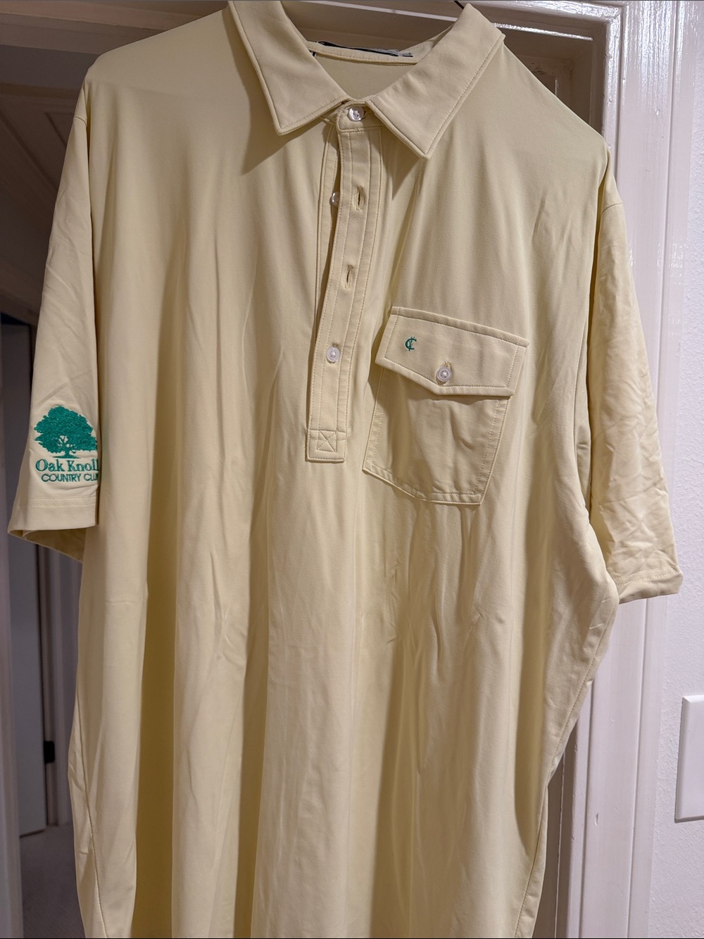 Criquet Light Yellow Polo with Pocket and Green Embroidery